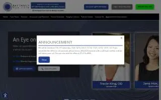 Bay Family Eye Care website