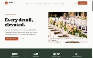 Diane Party Rentals website