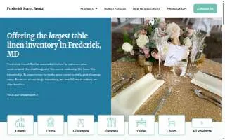 Frederick Event Rental website