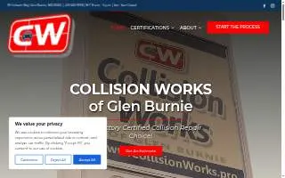Collision Works Of Glen Burnie website