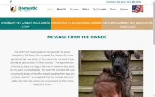 Domestic Pet Care of Glen Burnie website