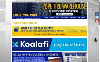 Pope Tire Warehouse & Service Center website