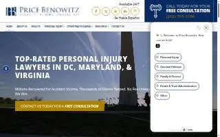 Price Benowitz Accident Injury Lawyers, LLP of Damascus website