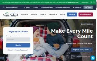 Peake Federal Credit Union website
