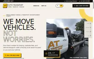 AT Auto Transport and Towing services of Montgomery Village website