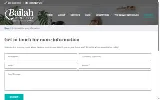 Bailah HomeCare website