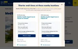 MedStar Health: Urgent Care at Perry Hall website