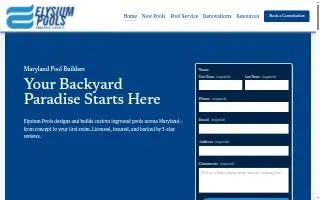 Elysium Pools of Reisterstown website