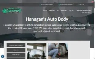 Hanagan's Auto Body, Inc. website