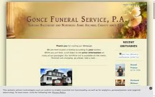 Gonce Funeral Service P.A. of Langley Park website