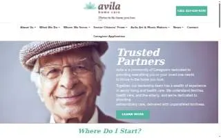 Avila Home Care website