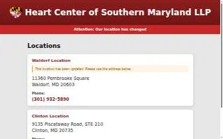 Heart Center Of Southern Maryland website