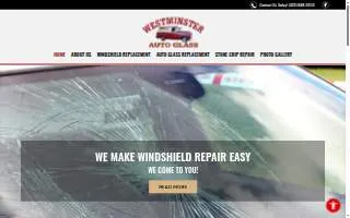 Westminster Auto Glass website