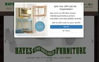 Hayes Unfinished Furniture website