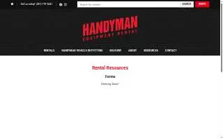 Handyman Equipment Rental website