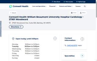 Corewell Health William Beaumont University Hospital Cardiology of Berkley