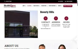 HealthQuest Physical Therapy - Beverly Hills website