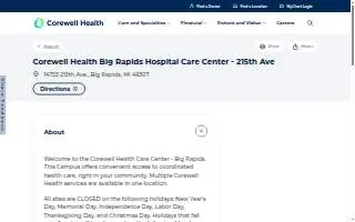 Corewell Health Big Rapids Hospital Care Center - 215th Ave website