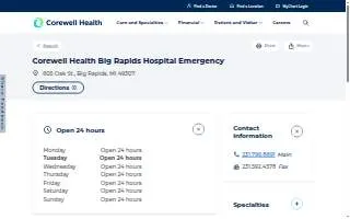 Corewell Health Big Rapids Hospital Emergency website