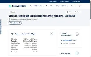 Corewell Health Big Rapids Hospital Family Medicine - 215th Ave website
