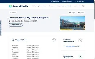 Corewell Health Big Rapids Hospital website