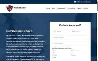 Puzzles Insurance - Des Noyers Agency website