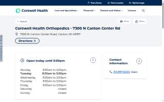 Corewell Health Orthopedics - 7300 N Canton Center Rd