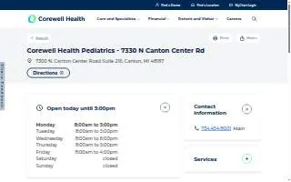 Corewell Health Pediatrics - 7330 N Canton Center Rd website
