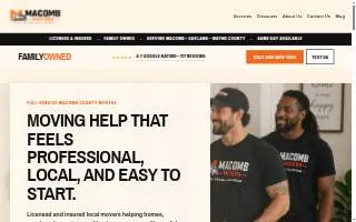Macomb Movers of Clinton Township website