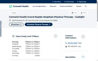 Corewell Health Grand Rapids Hospitals Physical Therapy - Gaslight website