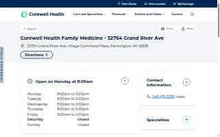 Corewell Health Family Medicine - 32754 Grand River Ave website