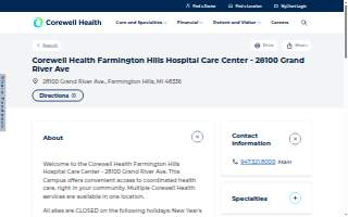 Corewell Health Farmington Hills Hospital Care Center - 28100 Grand River Ave