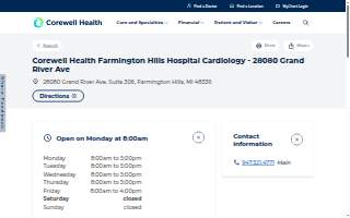 Corewell Health Farmington Hills Hospital Cardiology - 28080 Grand River Ave