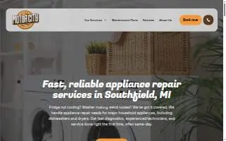 Motor City Appliance Repair of Farmington Hills website