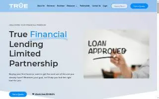 True Financial Lending website