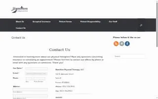 Hamilton Physical Therapy, LLC website