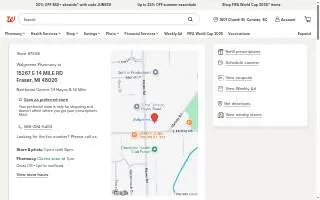 Walgreens Drug store of Fraser website