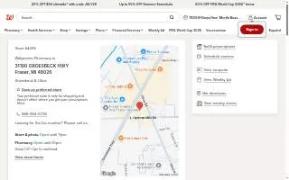 Walgreens Pharmacy of Fraser website