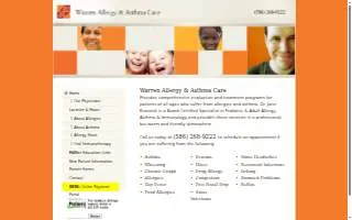 Warren Allergy & Asthma Care of Fraser website