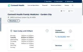 Corewell Health Family Medicine - Garden City website