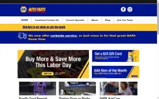 NAPA Auto Parts of Paradise website