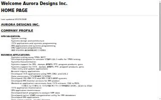 Aurora Designs website