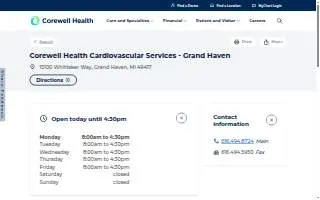 Corewell Health Cardiovascular Services - Grand Haven website