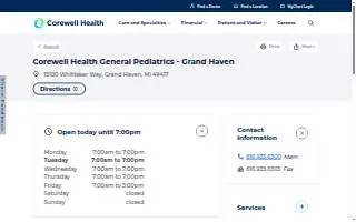 Corewell Health General Pediatrics - Grand Haven website