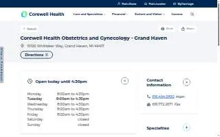 Corewell Health Obstetrics & Gynecology - Grand Haven website