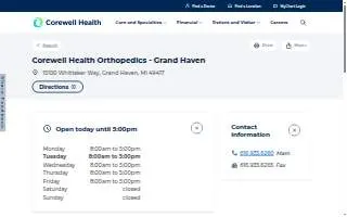 Corewell Health Orthopedics - Grand Haven website