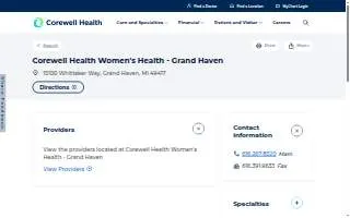 Corewell Health Women's Health - Grand Haven website