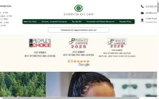 Evergreen Eye Care website