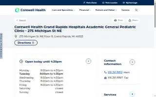 Corewell Health Grand Rapids Hospitals Academic General Pediatric Care website