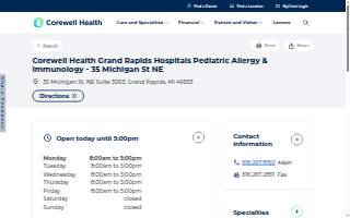 Corewell Health Grand Rapids Hospitals Pediatric Allergy & Immunology - 35 Michigan St NE